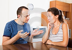 Family couple having serious conversation