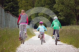 Family cycling in the nature