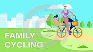 Family Cycling Outdoor Recreation Flat Text Banner