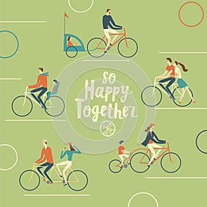 Family cycling poster
