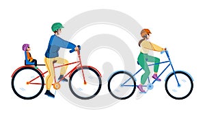 family cycling vector