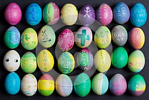 Family Decorated Easter Eggs