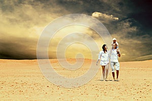 Family in desert