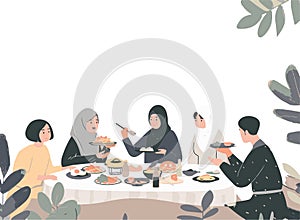 Family Dinner Gathering with Shared Food and Warm Conversations Around the Table