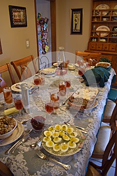 Family Dinner Table set for Holidays