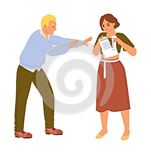 Family divorce and quarreled spouses vector illustration