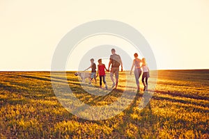 Family with dog on the trip