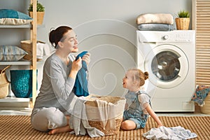 Family doing laundry