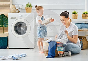 Family doing laundry