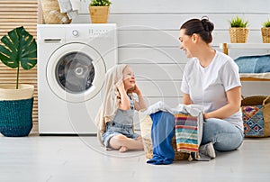 Family doing laundry