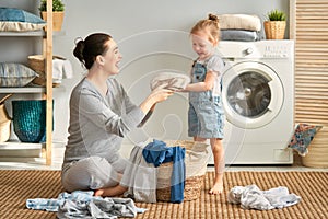 Family doing laundry