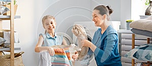 Family doing laundry