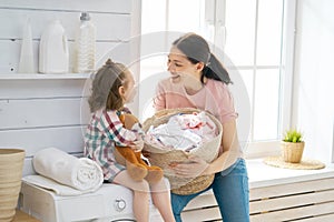 Family doing laundry