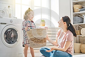 Family doing laundry