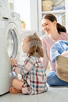 Family doing laundry