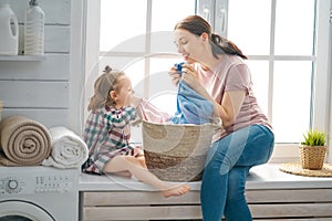 Family doing laundry