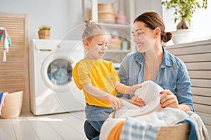 Family doing laundry