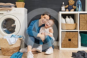 Family doing laundry