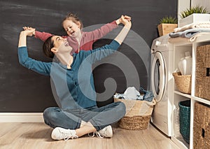 Family doing laundry