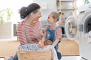 Family doing laundry