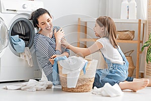 Family doing laundry