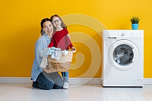 Family doing laundry