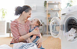 Family doing laundry