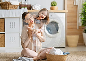 Family doing laundry