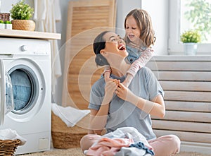 Family doing laundry