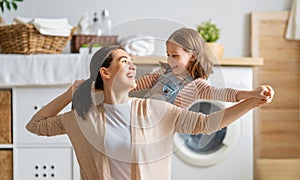 Family doing laundry