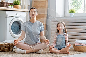 Family doing laundry