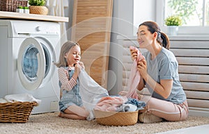 Family doing laundry