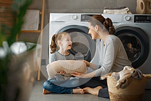 Family doing laundry