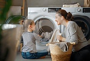 Family doing laundry