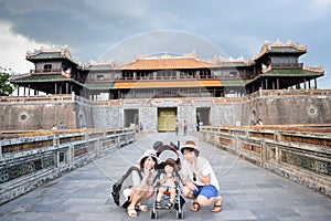 family is doing sightseeing at Fue Vietnam