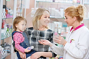 Family in drug store