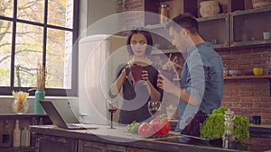 Family eat fast food in loft room.