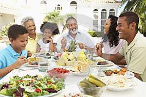 Family Eating An Al Fresco Meal