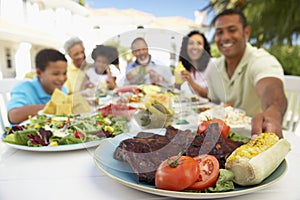 Family Eating An Al Fresco Meal photo