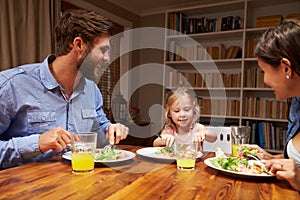 Family eating dinner at a dining table