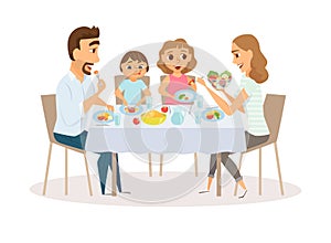 Family eating meal photo