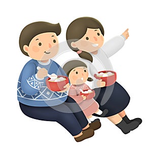 Family eating yuanxiao