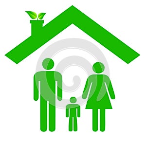 Family in ecologic house