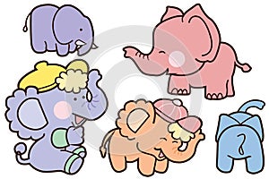 Family Elephant cartoon character design.