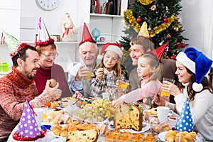 Family enjoying Christmas dinner