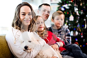 Family enjoying Christmas evening together