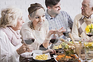 Family enjoying dinner