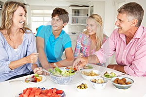 Family enjoying meal at home