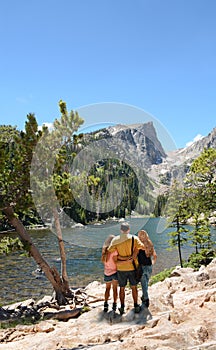 Family enjoying time in the mountains on vacation.