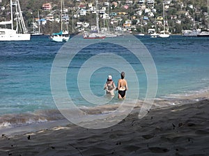 A family enjoying a vacation in the windward islands